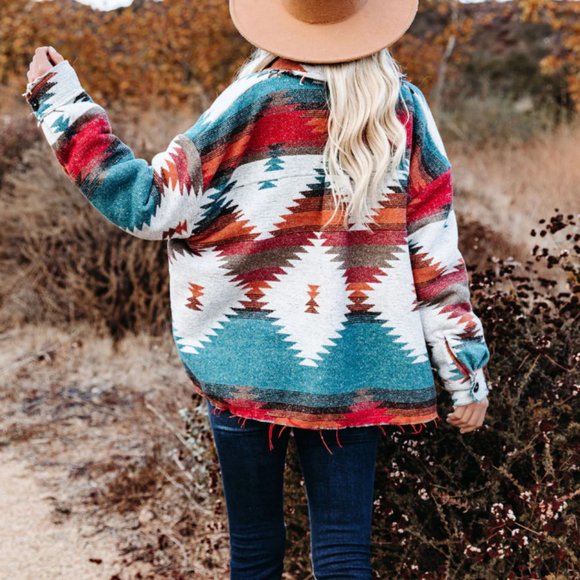 Zion Distressed Button Down Shacket - Rust - Small - Picture 3 of 7